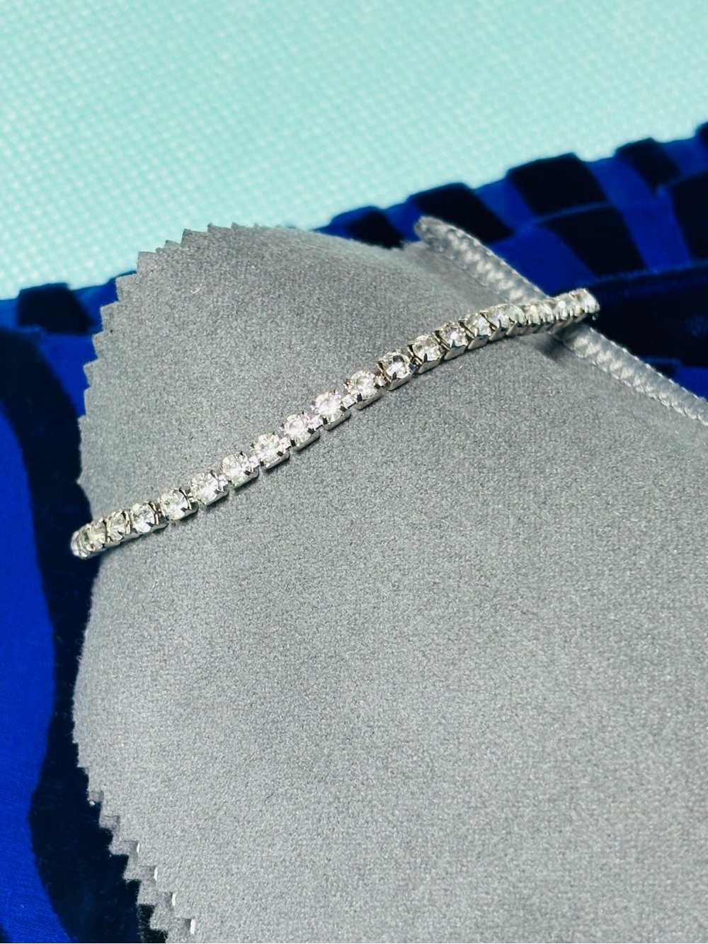 Silver-tone Clear Crystal Tennis Bracelet - Women Jewellery. 7” long.